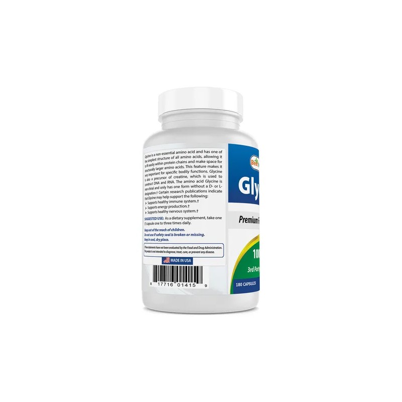 Best Naturals Glicina 1000 Mg 180 Cápsulas Usa