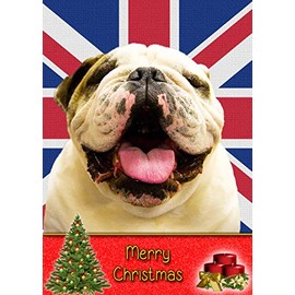 Bulldog Christmas Card 'Merry Christmas' - Special Animal Xmas Card for Him Her from Pets Kids