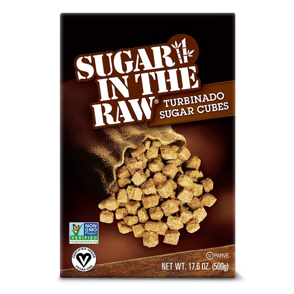 Sugar In The Raw Granulated Turbinado Cane Sugar Cubes, No Added Flavors or erythritol, Pure Natural Sweetener, Hot & Cold Drinks, Coffee, Vegan, Gluten-Free, Non-GMO, 25 Counts (12-Pack)