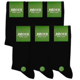 RØDER Pack of 6 bamboo socks, super soft, optimal foot climate, hand-linked toe seam, anti-sweat socks, black