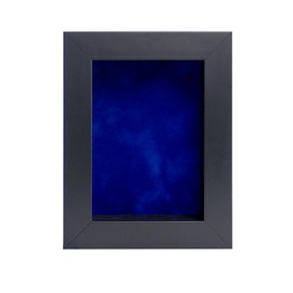5x7 Shadow Box Frame Black Wood with a 1 3/4" Usable Display Depth Includes a Royal Blue Suede Acid-Free Backing Board, UV Resistant Acrylic, and Hanging Hardware