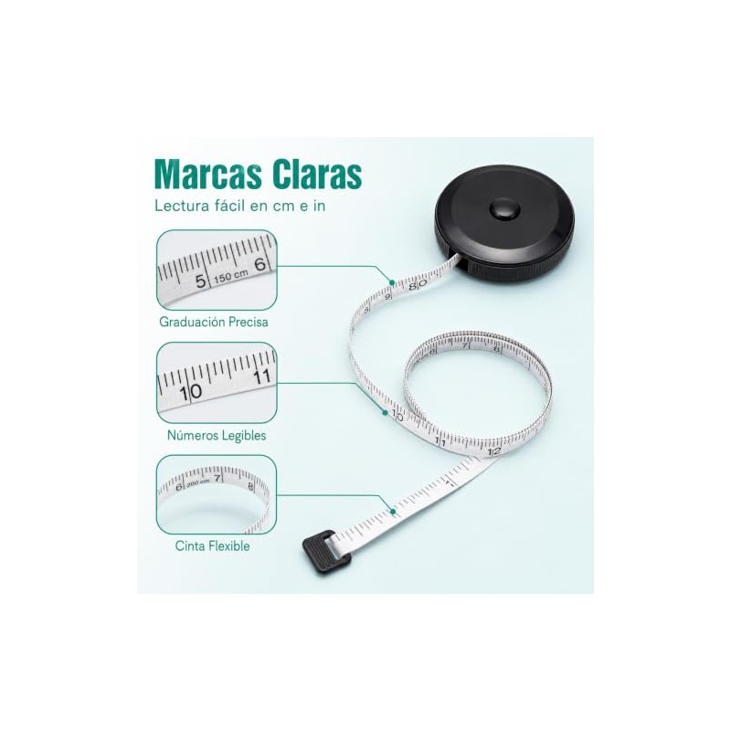 4PCS Cinta Métrica Retráctil, 1.5m y 2m, cm y Pulgadas