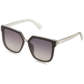 Laundry by Shelli Segal Women's Quilted Temple Square Geometric Sunglasses, Grey, 67 mm