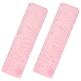 Bojueshaw 2pcs Rabbit Fur Car Safety Seat Belt Pads,Soft Plush Seatbelt Strap Cover,Fluffy Shoulder Strap Cover for Adults Kids Backpack Car Seat Belt(Pink)