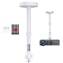 DAWASAPAT Projector Mount for Ceiling/Wall - ¼-Inch Screw Adjustable Tilt&Swivel Hanging Wall Mount Hanger Rack with Extension Pole for Mini Projector with Cable Ties
