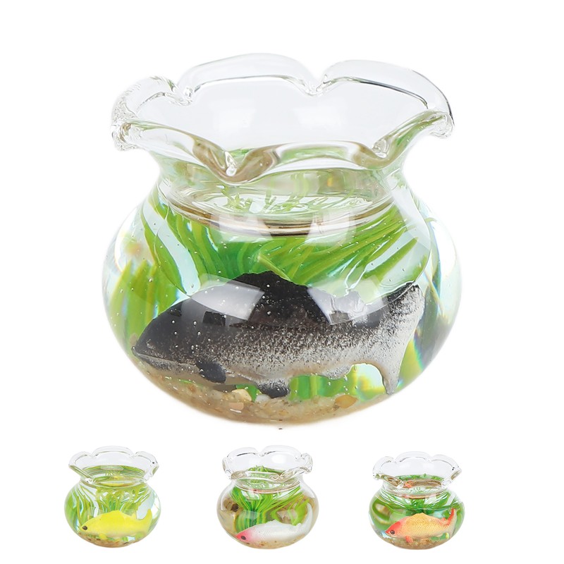 4pcs 1:12 Scale Miniature Glass Goldfish Bowl DIY Fish Bowl