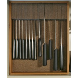 Deluxe KNIFEdock Knife Drawer Organizer – Large Bamboo In-Drawer Knife Block – Space-Saving Kitchen Knife Storage Insert for Safe, Easy Access and Organization