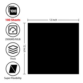 100 Sheets Black Cardstock 12” x 12”, 92lb/250gsm Black Card Stock, Thick Card Stock Paper, Heavy Cardstock Paper for Printer, Resume, Scrapbooks, Art, Crafts, Business Cards