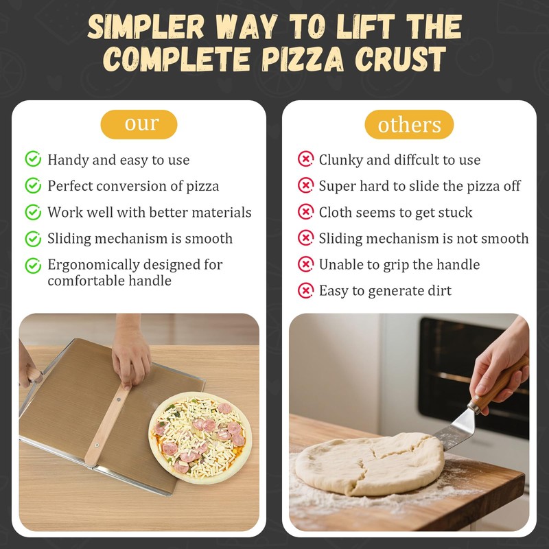 Sliding Pizza Peel, large Pizza Peel Metal Sliding Tray 15"