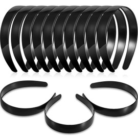 Hestya 1 Inch Black Plain Craft Plastic Headbands with Teeth Plastic DIY Hair Accessories Headbands Headwear (40 Pack)