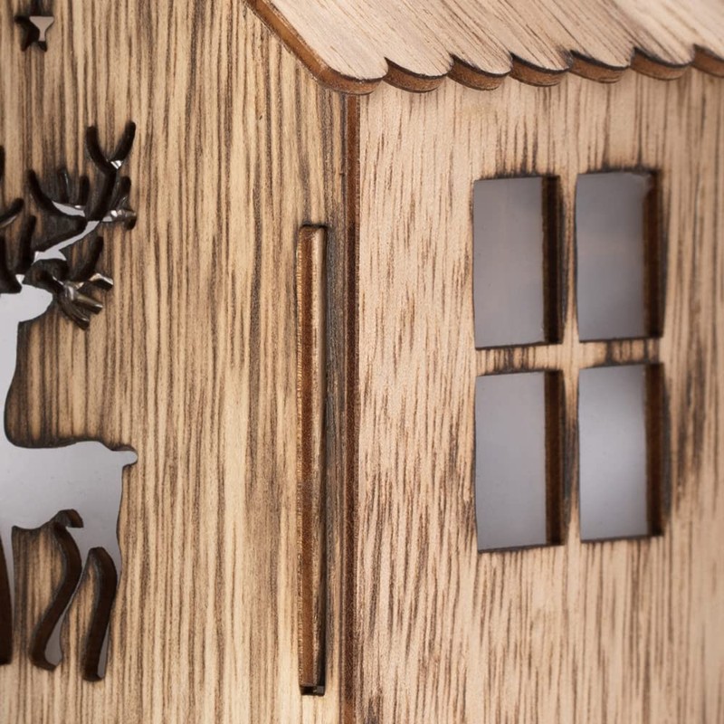 DecoKing LED Decorative Christmas Light House Reindeer Wood Lighting Silva
