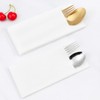 100 Pcs White Paper Napkins with Built-in Flatware Pocket Prefolded