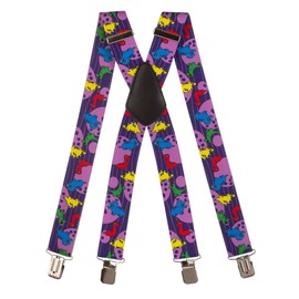 Olata Braces Extra Strong with 4 Clips X-Shape Printed Design 4 cm, baby dinosaur