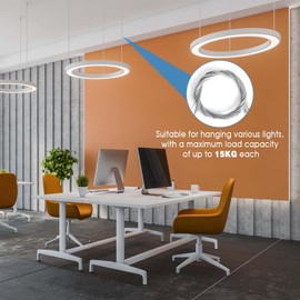 8 Piece Rope Suspension Installation Set, 1.5 mm x 2 m Adjustable Rope Hanging, Ceiling Hanging Wire Rope, Hanging Wire Rope with Expansion Nails Screws, for LED Panel Ceiling Light Fixing