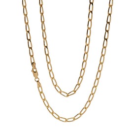 Treasure Bay Women's Necklace 925 Sterling Silver Elongated Oval Link paperclip Italian Chain Link Necklace for Ladies Girls Gold Colour Length 16 17 18 19 20 22 INm (19)