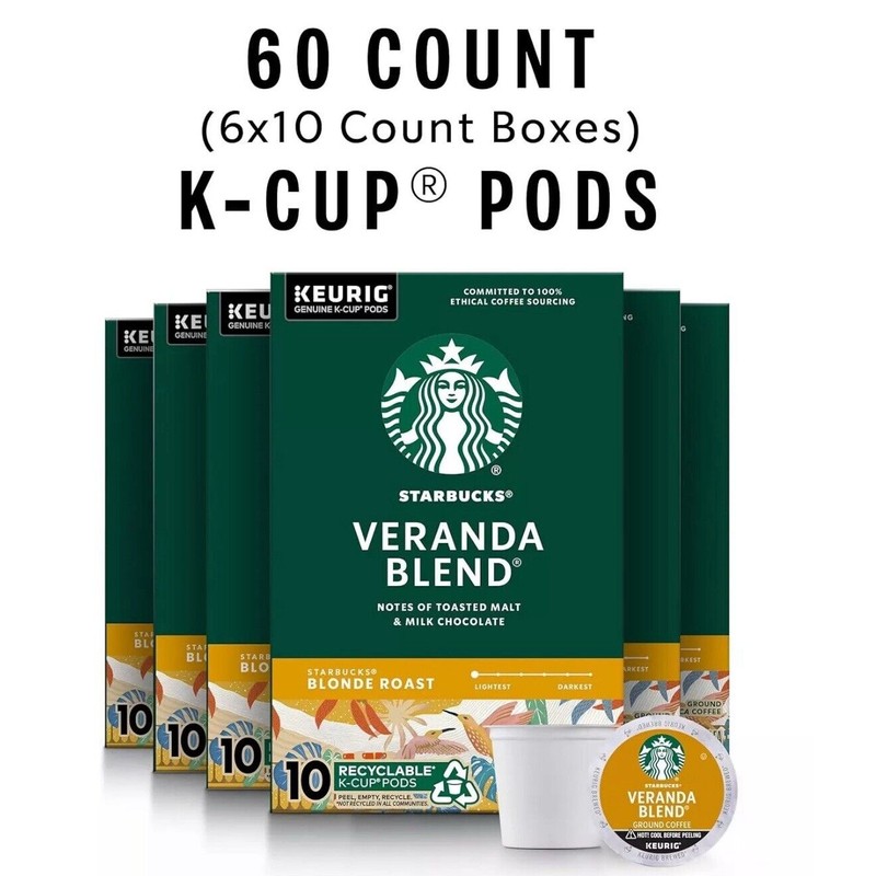Starbucks 60 Starbucks Veranda Blend Blond Roast Coffee Keurig 10