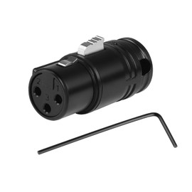 3 Pin XLR Female Solder Audio Adapter, Compact XLR Microphone Connector, Adjustable 90° Right Angle XLR Plug for DIY Thin XLR Cable Connection Included 0.9mm Spanner (Black)