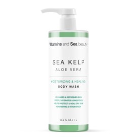 Vitamins And Sea Beauty - Body Wash Shower Gel with Sea Kelp & Aloe Vera. Jabón Corporal Líquido Hidratante y Reparador con Alga Marina y Aloe Vera 1 L