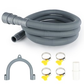 6.5FT Washing Machine Drain Hose, Universal Dishwasher Drain Hose Extension Kits, Flexible Washer Drain Hose Washer Hose, Portable Discharge Washer Hoses with 1 U-Bend Holder 4 Hose Clamp