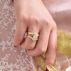 Wuziwen 2 Carats Bridal Ring Set for Women Yellow Gold