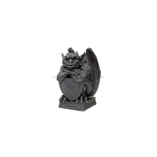 PTC 6.5 Inch Resin Medieval Gargoyle with Shield Protection Statue