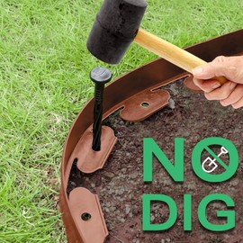 2 Inch x 66FT Landscape Edging Border with 100 Spikes, No Dig Garden Edging Lawn Edging Border, Plastic Edging Border Flexible for Garden Flower Beds Lawn Yard Pathway (Brown)