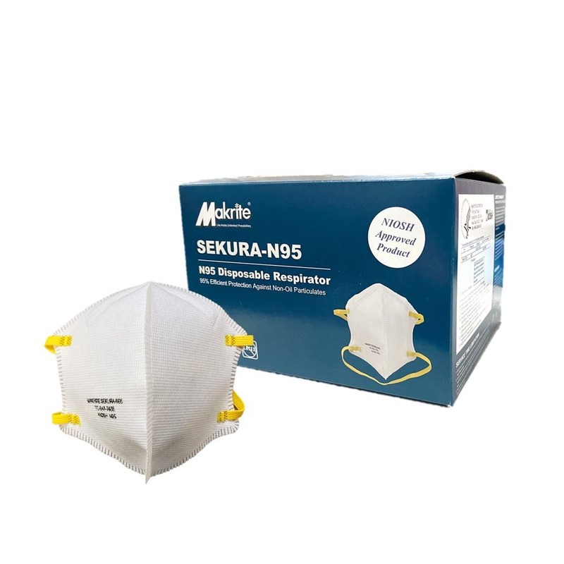 Makrite Industries N95 Mask, NIOSH Approved, SEKURA, 20 Per Box,