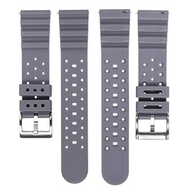 Carty Silicone Watch Bands for Men 22mm Soft Waterproof Rubber Replacement Quick Release Watch Straps Grey Silver Buckle