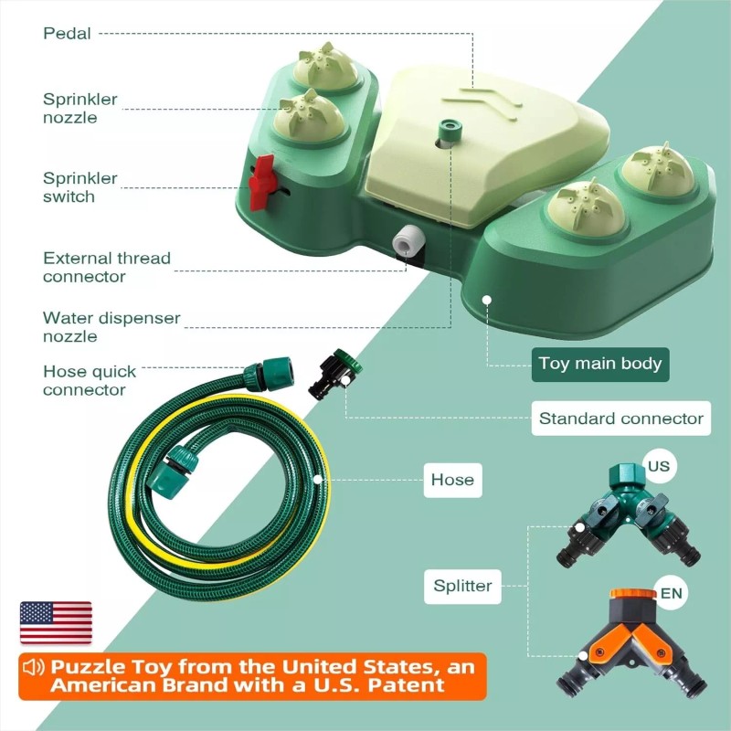 KADTC Dog Water Sprinkler Toy Paw Press Step On Outdoor