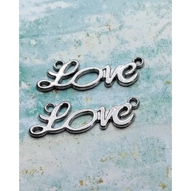 unbrand 20 pieces - Antique Silver Word "Love" in Script Charms Pendants Connector #A