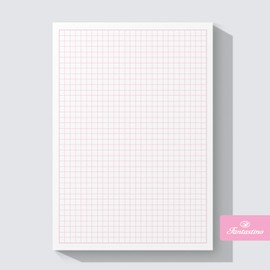 Fantastino A5 Notepad Squared Pink-Pink - Pack of 5, 250 Sheets (50 per Pad) 90 g/m² Premium Paper. Small Writing Pad, Calculation Pad with Margin, Tear Off Notes for Office, Home, School, University