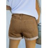 Sidefeel Womens Jean Shorts Casual High Waisted Stretchy Buttoned Folded