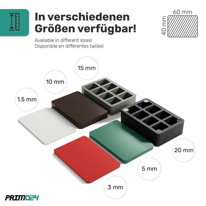 PRIMO24 Premium Underlay Plates 60 x 40 mm Pack of