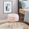 Mxfurhawa Faux Fur Storage Ottoman Round Furry Vanity Stool Marble