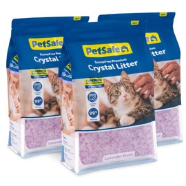 PetSafe ScoopFree Premium Crystal Cat Litter - Ultra-Absorbent Silica Universal Litterbox Crystals - Non-Clumping Odor Control - Lavender Scent - 8 lb Bag - 3 Pack