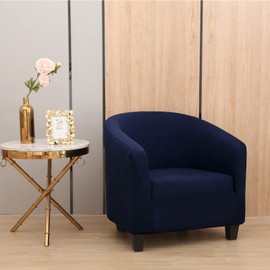 LEONEBEBE Club Chair Slipcover, Stretch Tub Chair Cover with Elastic Base, Universal Fabric Armchair, Slipcover, 1-Piece Couch Cover for Bar Counter Living Room (Navy Blue)