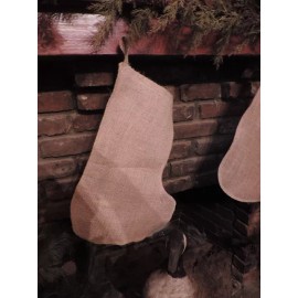 Springfever Primitive Country MERRY CHRISTMAS TO ALL.. plain Burlap-Style Stocking small 4x8