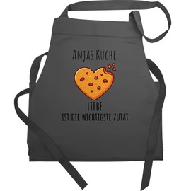Geschenk mit Namen personalisiert by Shirtracer - Apron - Baking Apron - Love is the Most Important Ingredient with Name I Gift Baking I Gift Hobby Baker, 1 anthracite