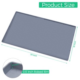 TRZZ Under Sink Mat 34" x 19", Under Kitchen Sink Mat Waterproof, Silicone Under Sink Mat for Shelf Liner Organizer, Cabinet Sink Protector Drip Tray for Bottom Kitchen, Bathroom (Grey)