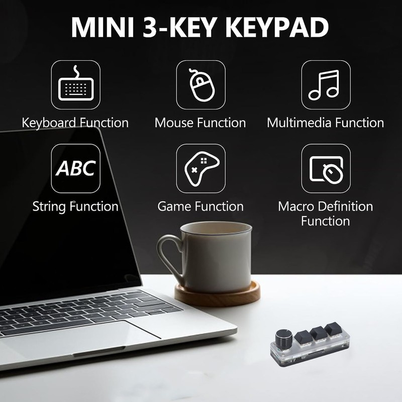 Custom Keypad 3 Key 1 Knob Mini Mechanical Keypad with
