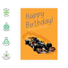Central 23 Birthday Card For Men - F1 Race Car Themed - Boy Birthday Card - For Husband Boyfriend Uncle Nephew - Comes With Fun Stickers - Made In The UK