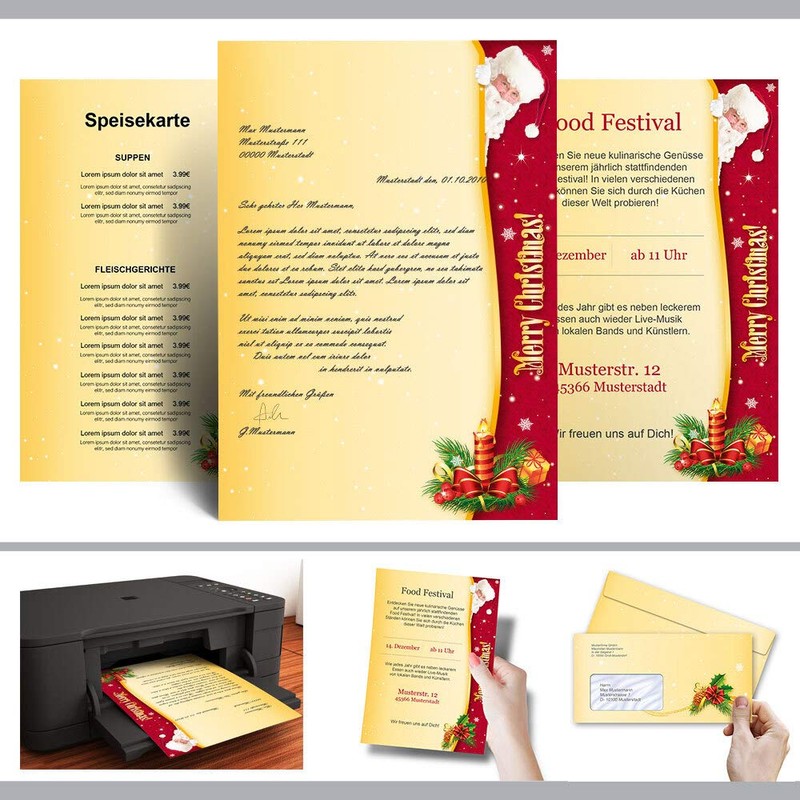 Letter envelopes Santa Claus, Yellow, Red Dl