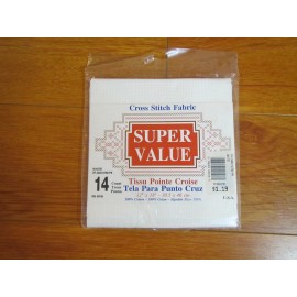Super Value Counted Cross Stitch Fabric 14 ct. White - 12" x 18" - 100% Cotton- NEW SEALED