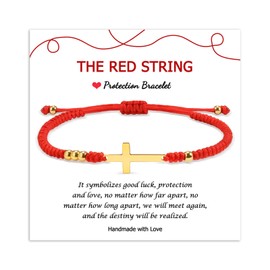 MANVEN Lucky Bracelet Women's Protective Bracelet Lucky Tibetan Bracelet Red Kabbalah Hand Knitted Amulet Gifts for Children Mum Daughter Sonh Friendship Friends Couple, Stainless Steel, No gemstone