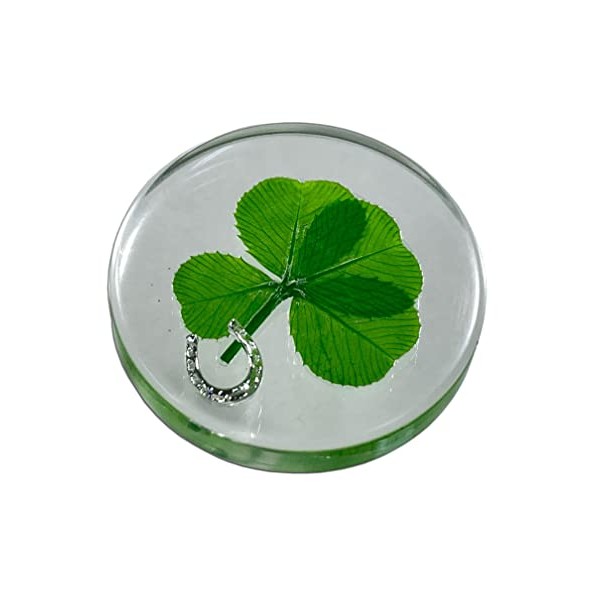 Real Four Leaf Clover Good Luck Pocket Token, Preserved, 1.25”,