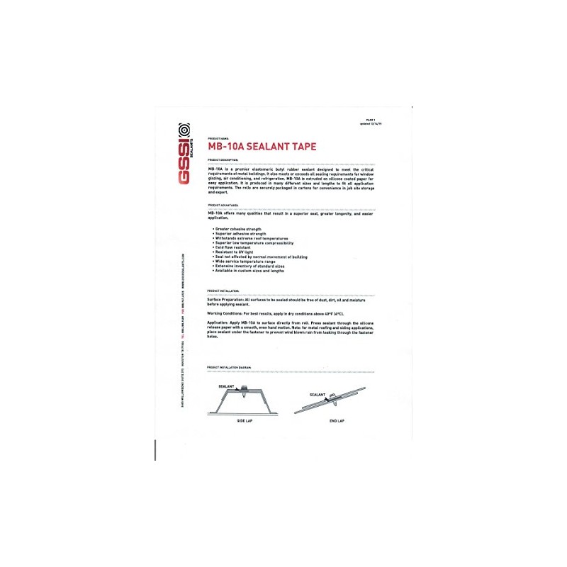 GSSI Sealants Butyl Tape 1/8" x 1" x 50' Gray