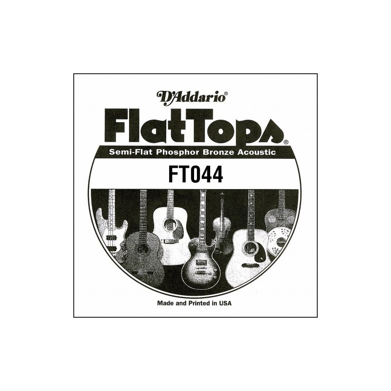 D'Addario FT044 Semi-Flat Phosphor Bronze Acoustic Guitar Single String, .044