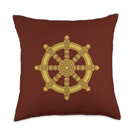 Buddhist Meditation Dharma Wheel Buddha Dhamma Chakra Buddhism Meditation Throw Pillow, 18x18, Multicolor