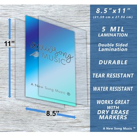 Laminated 4 String Bass Fretboard Notes Chart Nashville Number System & Circle of 5ths Easy Instructional Poster for Beginner for Notebook - A New Song Music 8.5 x 11, White