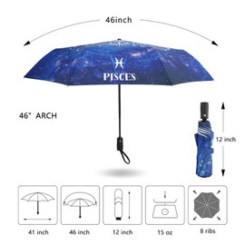 Natuquebrela Compact Windproof Travel Umbrella - Automatic Folding Parasol Umbrellas Rain Auto Open Close Strong Astronomy Gifts Umbrella for Women Girl